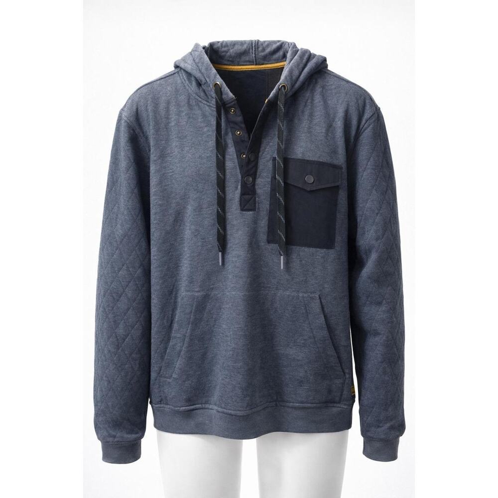 NWT Horizon by Bass Creek Outfitters Quilted Henley Hoodie Charcoal Gray Men's L